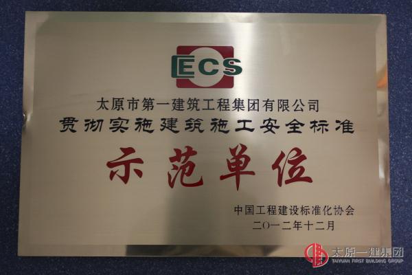 貫徹實施建筑施工安全標準示范單位